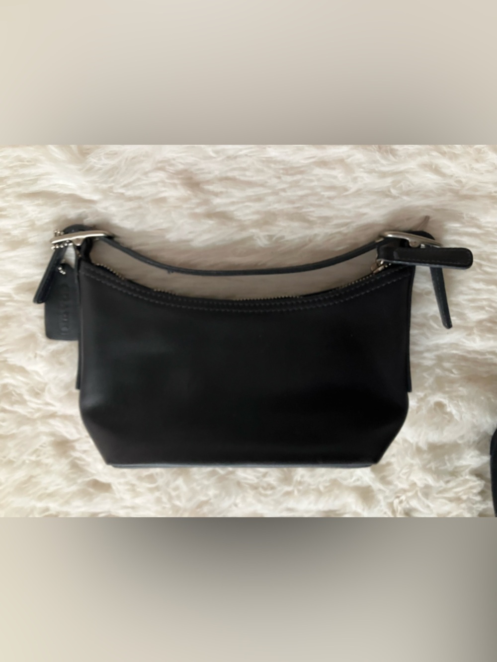 Vintage Coach Black Leather Mini Wristlet Pouch